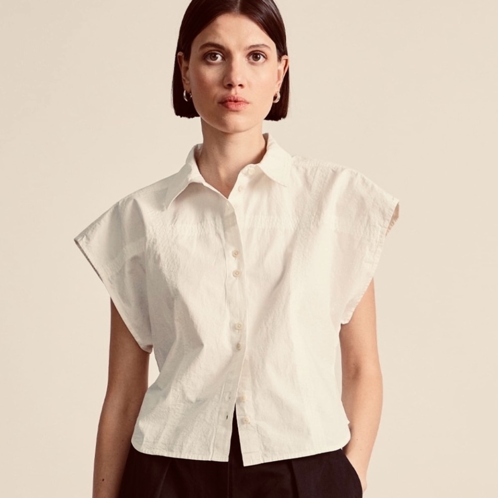 NWT Apiece Apart Toni Sleeveless Top In Cream/Off White Color Button-Up SZ 0